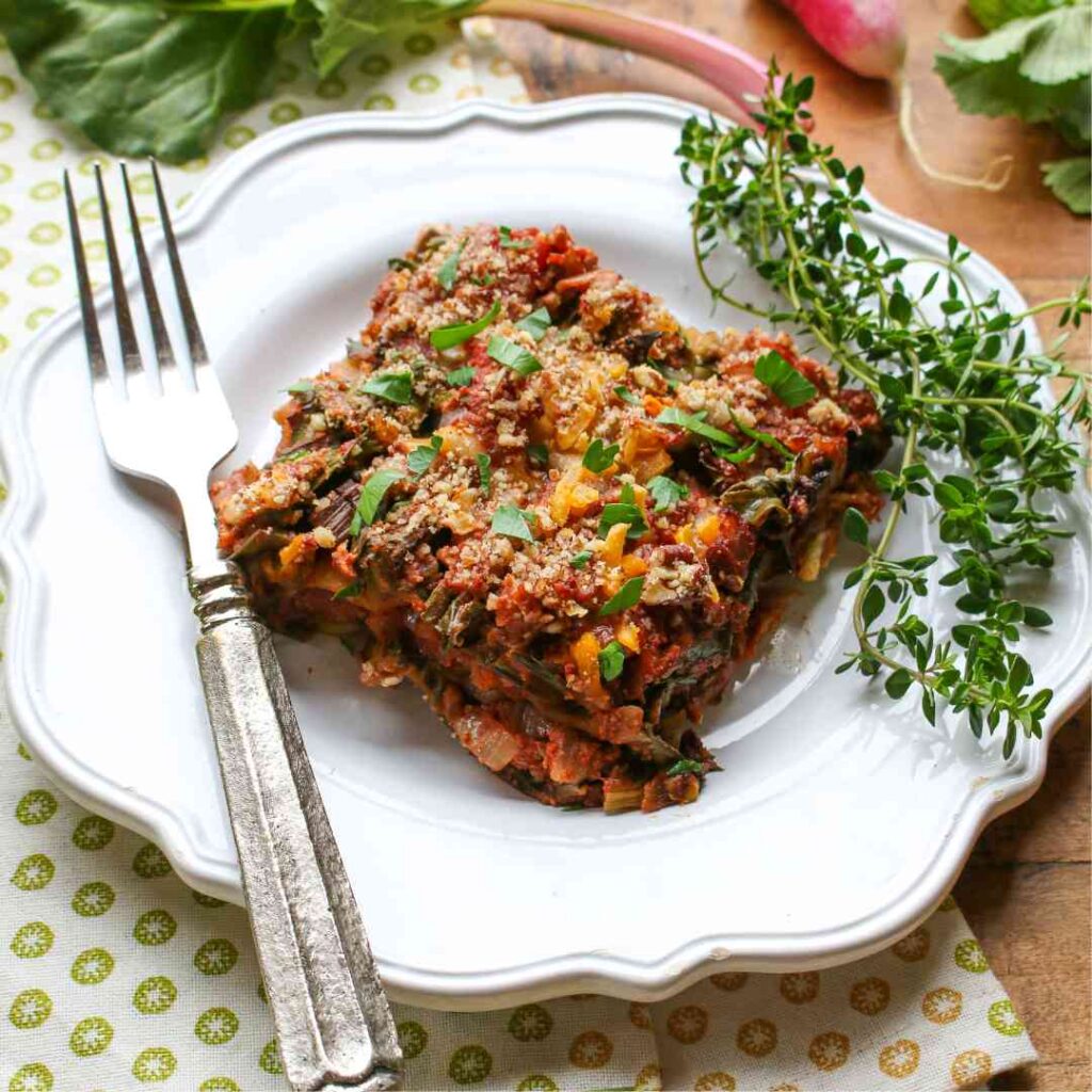 Vegan Swiss Chard Pecan Lasagna